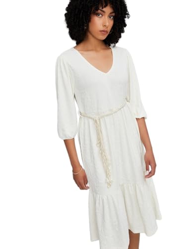 Max Women's Cotton Blend A-Line Below The Knee Dress (BOH18_Ecru