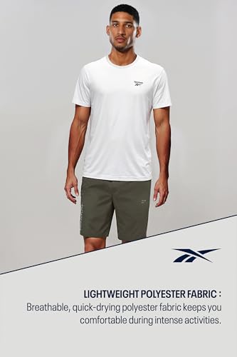 Reebok Men's Army Green Shorts | Running | Quickdry Sprint Shorts | Regular FIT | 100% Polyester with Speedwick tech