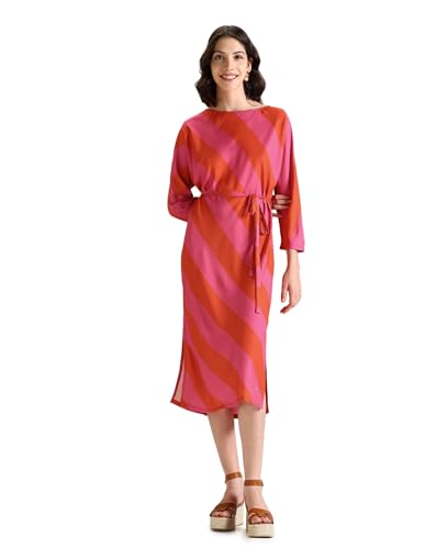 U.S. POLO ASSN. women's Cotton Blend Fit and Flare Midi Casual Dress (UWSS24DRS115_Pink