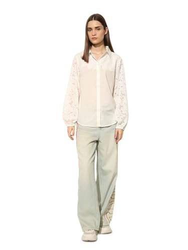 ONLY Women's Embroidered Oversized White Shirt