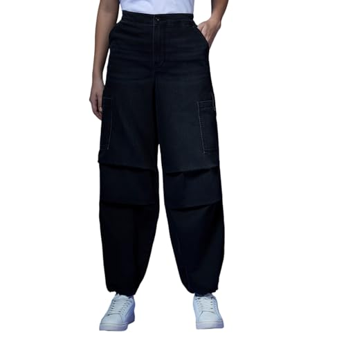 Black High Waist Balloon Leg Parachute Jeans