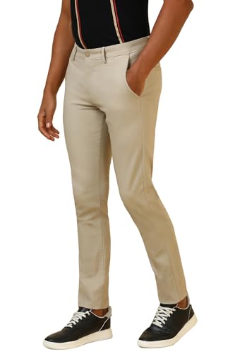 Men Beige Textured Casual Trousers