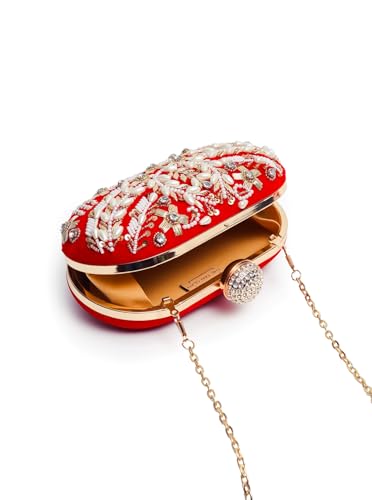 THE TAN CLAN Elizah Zarozi Hand Embroidered Clutches for Women Purses Luxury Evening Handbags for Ladies