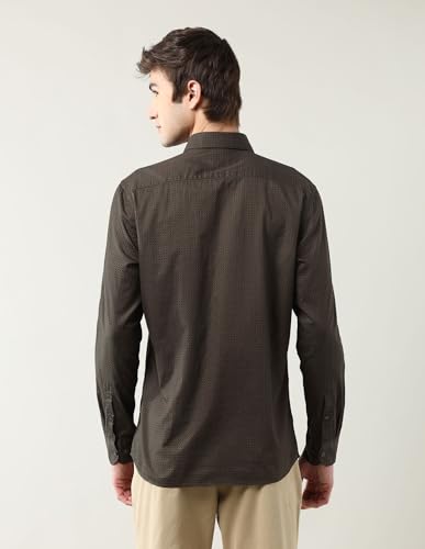 Arrow Sports Men's Geometric Regular Fit Shirt (ASAJSH1748_Dark Brown