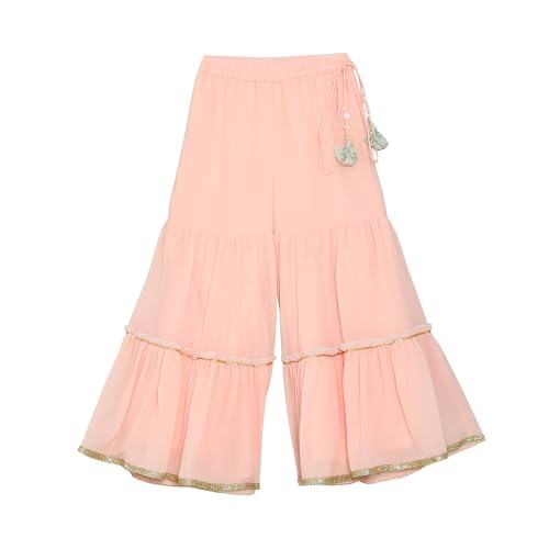 BIBA Girls SOLID; EMBROIDRED GATHERED KID(KWROYAL GARDEN5864_AQUA BLUE_7)