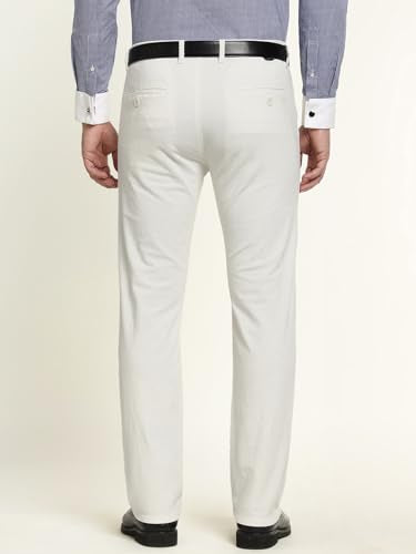Hancock Men Cotton Solid Slim Fit Trousers White Size 30, Ideal for Work and semi Formal Occasions, Durable Fabric with a Tailored Finish, smart fit for Everyday Styling