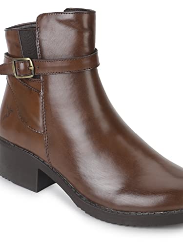YOHO Brown Boot For Women Stylish and Comfortable | Mid AnkleBoot and Anti Skid Sole |Trendy, Zipper Casual Boots for Womens, Outdoor and Holiday Outings| Size-6