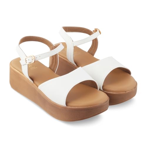 tresmode SINHERE Women's Wedges Sandals Platform Heels Black, 3 UK / 36 EU - Open Toe Comfortable Soft Footwear