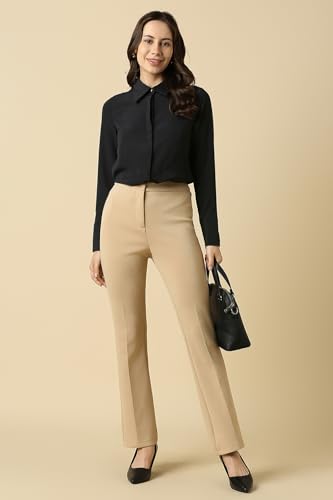 Allen Solly Women Black Solid Long Sleeves Shirt