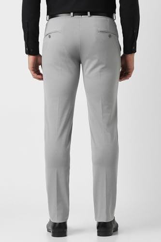 Men Grey Solid Formal Trousers