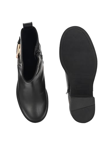 Delize Black Women calf high platform boots-66292-41