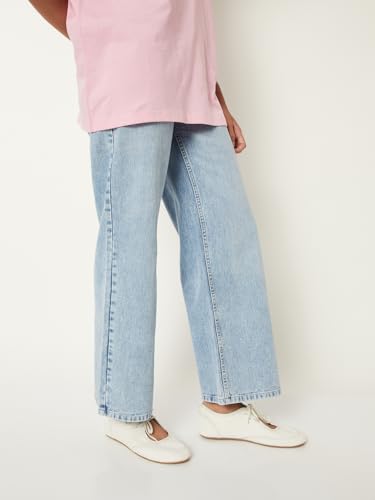 Max Women Washed Wide Leg Jeans (Blue_26)