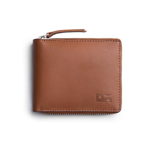 DailyObjects Tan Genuine Leather Zip Around Wallet with Secure Zipper Closure| Multiple Card Holders| Coin Section| Stylish Clutch Purse| Durable Organizer for Cash| Cards| IDs| and Daily Essentials