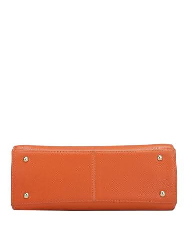 Da Milano Genuine Leather Orange Satchel (Small) (01685OL)