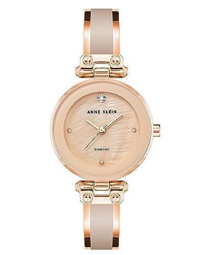 Anne Klein Women's AK/1980BMRG Diamond-Accented Dial Blush Pink and Rose Gold-Tone Bangle Watch