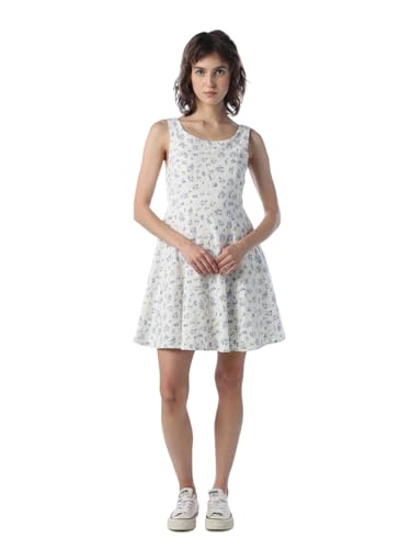 ONLY Women Floral Print Fit and Flare White Dress