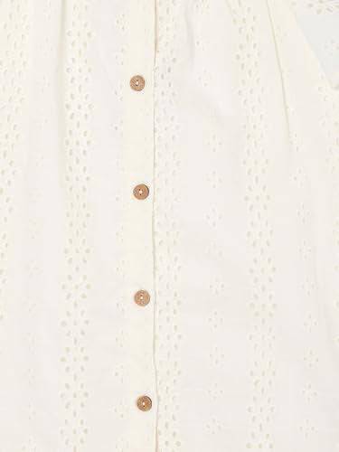 Max Girl's Cotton A-Line Midi Dress (S225CWDR04A_Ivory