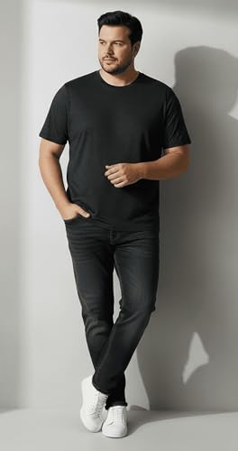 Khakey Men's Round Neck Half Sleeve Pure Cotton Dark Melange Plus Size T-Shirt | Tshirt for Men 3XL