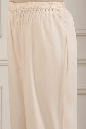 Biba Women Beige Viscose Blend Straight Suit Set_34