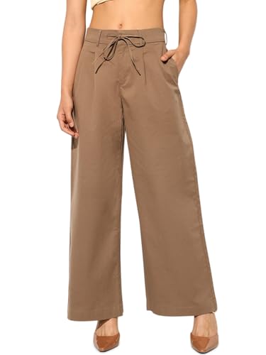 ONLY Women Flared High-Rise Brown Pants