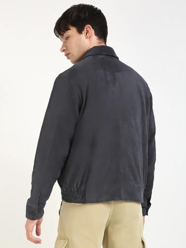 Solid Regular Fit Leather Jacket