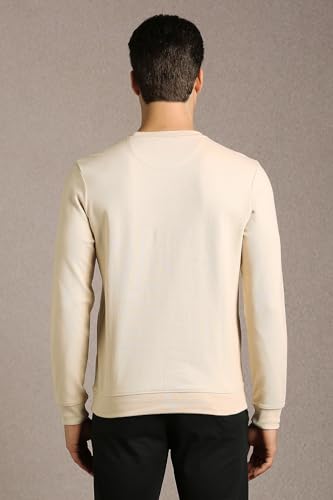 Men Casual Beige Textured Sweatshirt
