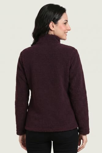 Zivame Sherpa Knit Poly Winter Loungewear Jacket - Wine