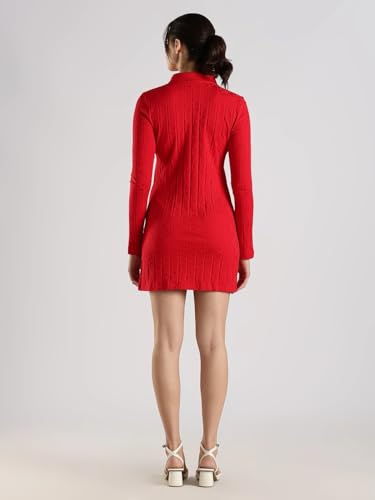 Calvin Klein Jeans Women's Cotton T-Shirt Above The Knee Casual Dress (47D228G600-M_Berry Sangria