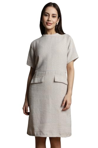 Allen Solly Women's Polyester Asymmetrical Knee-Length Dress (AHDRWRGFS64438_Grey