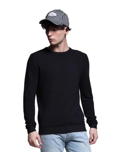 Jack & Jones Men Slim Fit Navy Blue Sweater