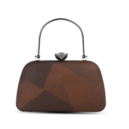 Purpleberry Kara Party clutch bag for women | Wedding clutch bag | Clutch purse latest (Rosewood Brown)