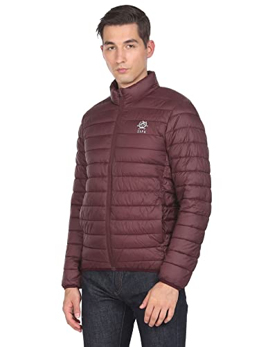 U.S. POLO ASSN. Men Maroon High Neck Nylon Solid Puffer Jacket