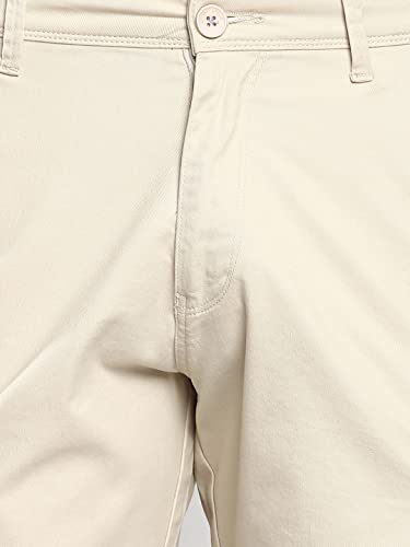 Dennis Lingo Mens Cream Slim Fit Mid Rise Casual Cotton Shorts (B901_Cream_28)