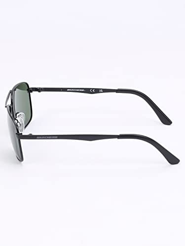 Skechers Men Aviator Black Polarized Sunglasses, Large