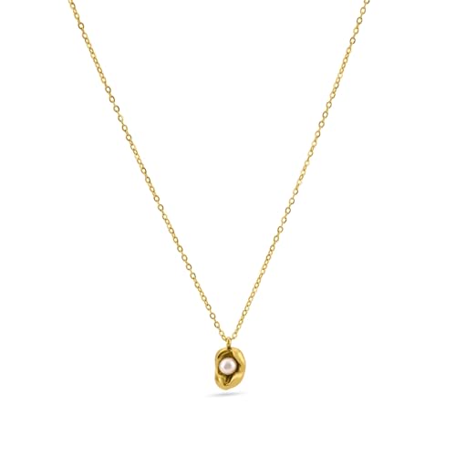 PALMONAS Golden Nest Pearl Necklace for Women - Waterproof & Anti-Tarnish Jewellery, Gift For Girls & Women