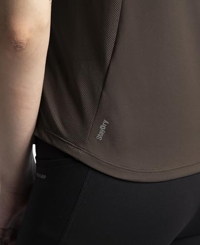 Jockey MW88 Women's Microfiber Fabric Regular Fit Half Sleeve Breathable Mesh T-Shirt with Curved Hem Styling_Coffee_S