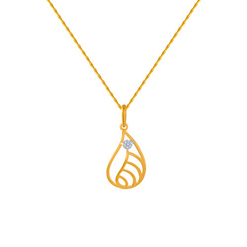 P.C. Chandra Jewellers 14k (585) Yellow Gold and American Diamond Pendant for Women