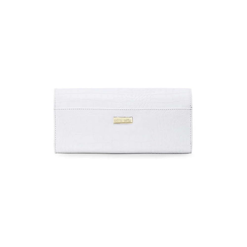 Lavie Lx Glossy Synthetic Zipper Closure Women's Clutch (WHITE, LARGE)