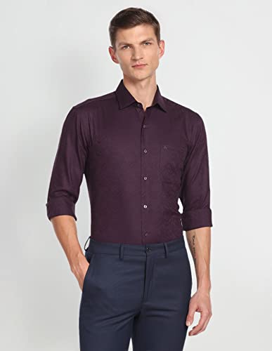 Arrow Men's Plain/Solid Slim Fit Shirt (ARAFSH0714_Plum