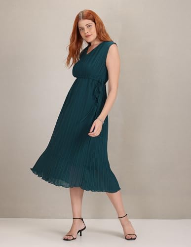 U.S. POLO ASSN. Women's Polyester A-Line Knee-Length Dress (UWAW22DRS053_Teal