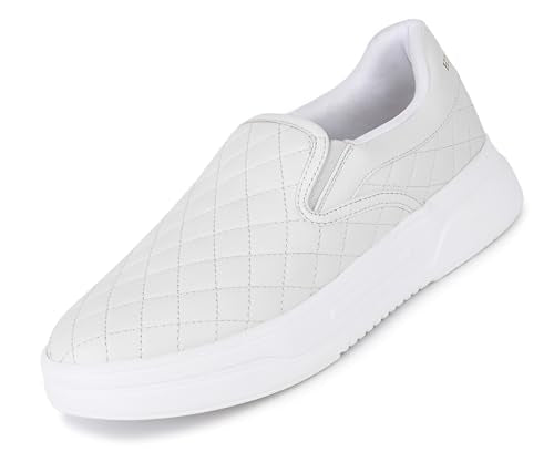 LOUIS STITCH White Sneakers for Men | Lightweight Slip-On Walking Shoes for Men | Comfortable Casual Wear | Flexible, Breathable, Stylish & Durable All-Day Wear (SNK-CUSOWH) (Size- 6 UK)