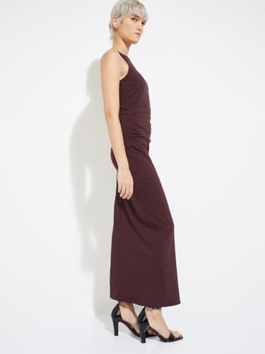 Max Alaya F x URB_N Women Bodycon Maxi Dress(Maroon_2XL)