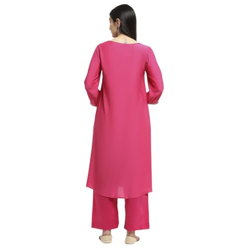 Biba Women Pink Modal Blend Layered Kurta Set_42