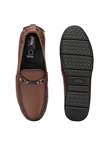 HITZ Men's Tan Leather Slip-On Comfort Loafer Shoes - 9