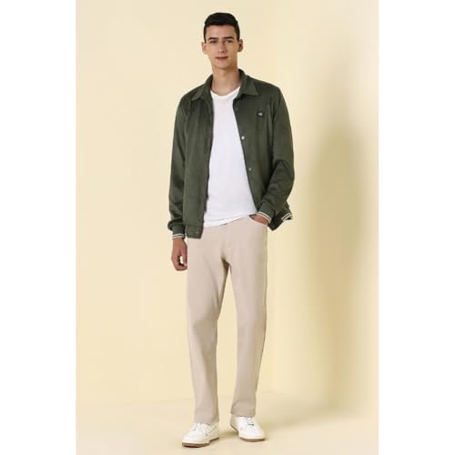 Allen Solly Mens solid varsity jacket with shirt collar