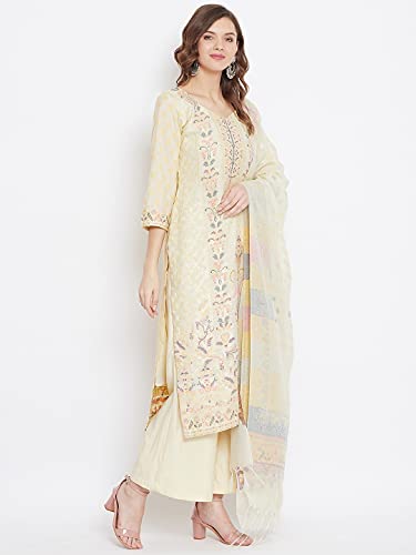 AFSA Organic Cotton Woven Design Women Unstitched Dress Material With Dupatta For Summer Wear