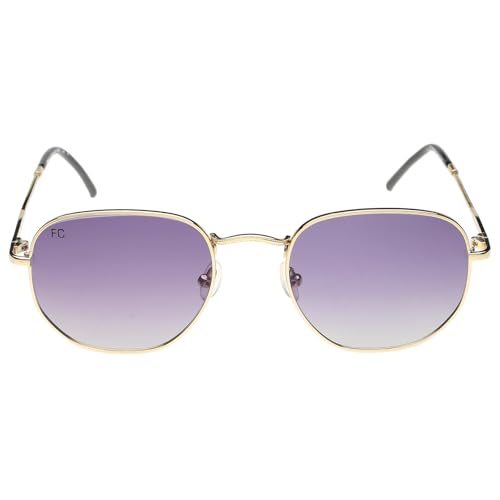 French Connection|Gold Full Frame Oval Sunglasses|Polarized | 100% UV Protection (UV 400) Green Gradient Faded Lens|Men's & Women's|Small|FC 7642PL C1 51 S