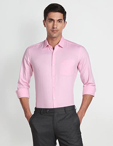 Arrow Men's Woven Design Slim Fit Shirt (ARAFSH0510_Pink