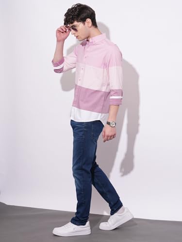 Being Human Pink Regular Fit Regular Collar Men's Shirt Clothing