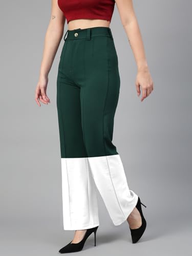 KOTTY Women's Straight Leg High-Rise Stylish Designer Trousers(Multicolor,26)